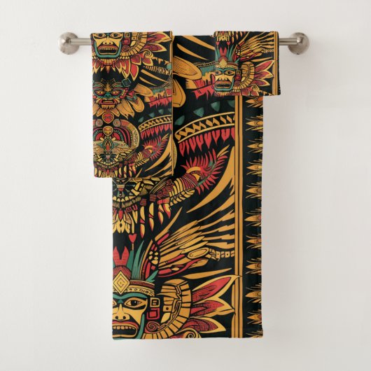 Luxuriöses Cyan "Aztec Dream" Badetuch Set (Insitu)