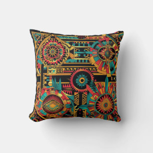 Luxuriöses Cyan "Aztec Dream" Pattern Drehkissen Kissen
