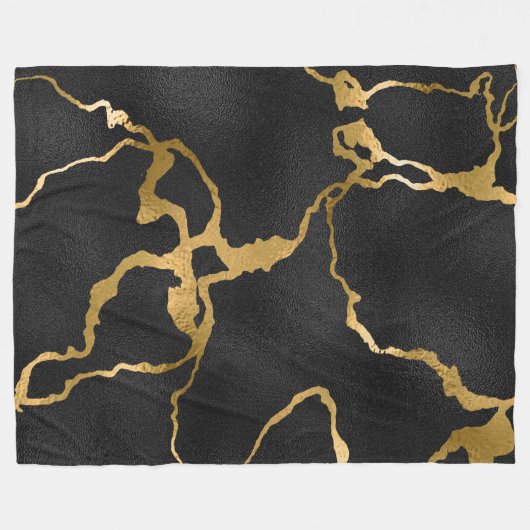 Luxuriöses Design aus schwarz und goldfarbenem Mus Fleecedecke (Vorderseite (Horizontal))