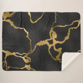 Luxuriöses Design aus schwarz und goldfarbenem Mus Sherpadecke (Vorderseite (Horizontal))