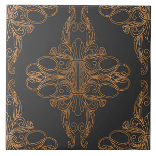 Luxuriöses Design, Blumenmuster, dunkelgrau, Kupfe Fliese