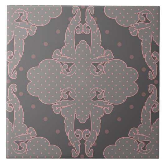 Luxuriöses Design, Blumenmuster, grau, staubig ros Fliese (Vorderseite)