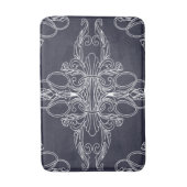 Luxuriöses Design, Blumenmuster, marineblau, weiß Badematte (Vorderseite Vertikal)