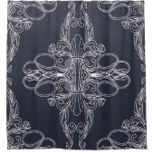 Luxuriöses Design, Blumenmuster, marineblau, weiß Duschvorhang (Vorderseite)