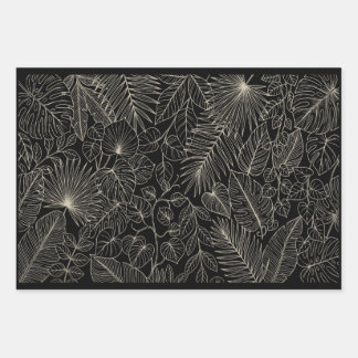 Luxuriöses Design mit einem tropischen Blattmuster Geschenkpapier Set