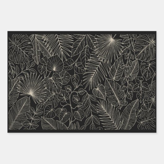 Luxuriöses Design mit einem tropischen Blattmuster Geschenkpapier Set (Vorderseite)
