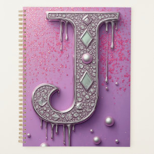 Luxuriöses Diamant-Buchstabe J-Monogramm mit golde Planer