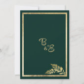 Luxuriöses dunkelgrünes Blatt Rahmen Danke Einladung (Rückseite)