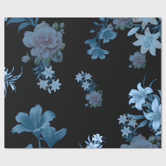 Luxuriöses dunkeltes Grünes Blumenmuster-Geschenkp Geschenkpapier (Flach)