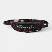 Luxuriöses dunkles Türkis-Rot-Blumen-Monogramm Bauchtasche (Vorderseite)