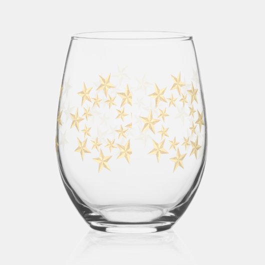 Luxuriöses einfaches Gold Star Girly Nahtloses Mus Weinglas Ohne Stiel (Rechts)