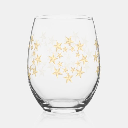 Luxuriöses einfaches Gold Star Girly Nahtloses Mus Weinglas Ohne Stiel (Links)