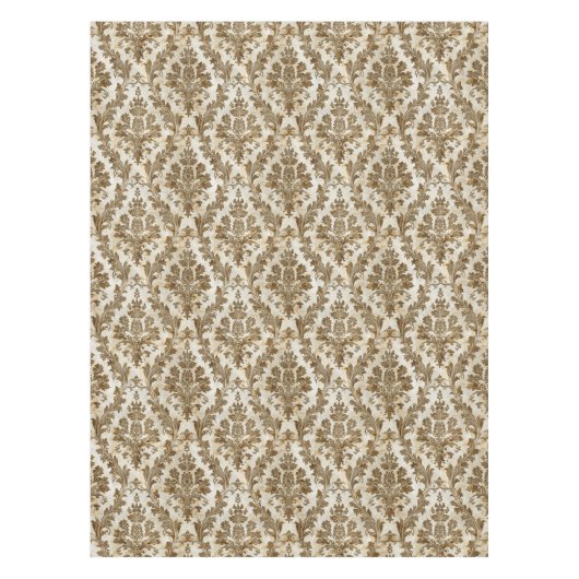 Luxuriöses Elegant Ivory Damask Tischdecke (Vorderseite)