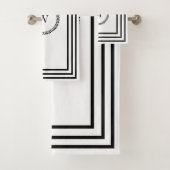 Luxuriöses Elegant-Monogramm-Minimalistischer schw Badhandtuch Set (Insitu)