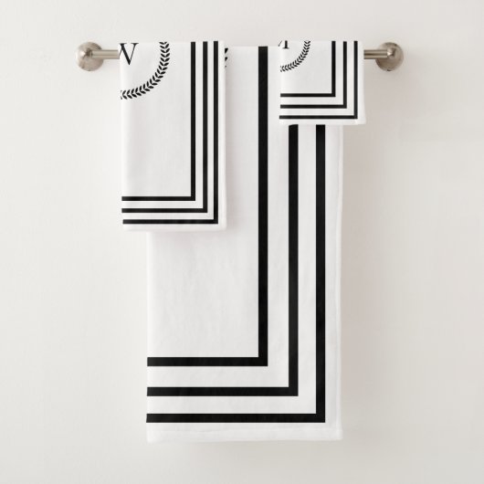 Luxuriöses Elegant-Monogramm-Minimalistischer schw Badhandtuch Set (Insitu)