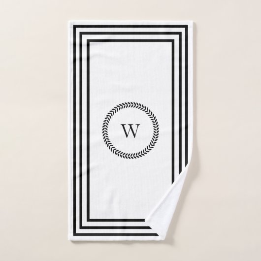 Luxuriöses Elegant-Monogramm-Minimalistischer schw Badhandtuch Set (Handtuch)