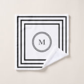 Luxuriöses Elegant-Monogramm-Minimalistischer schw Badhandtuch Set (Waschlappen)