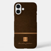 Luxuriöses elegantes goldbraunes Leder mit Monogra Case-Mate iPhone Hülle (Rückseite)