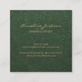 Luxuriöses, elegantes, grünes Glattleder, goldfarb Quadratische Visitenkarte (Rückseite)