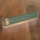 Luxuriöses, elegantes Ledergold mit Monogramm Namensplakette (Seite)