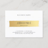 Luxuriöses Elegantes Modernes Schlichtes Gold Whit Visitenkarte (Rückseite)