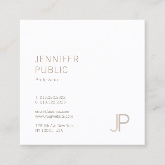 Luxuriöses elegantes Monogram Schlicht Modernes De Quadratische Visitenkarte (Vorderseite)