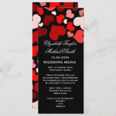 Luxuriöses elegantes Schwarz/Rotes Herz-Hochzeitsm Menükarte (Vorne/Hinten)