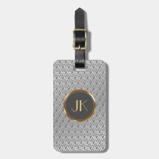 luxuriöses elegantes Silbergoldmuster mit Monogram Gepäckanhänger (Vorderseite vertikal)