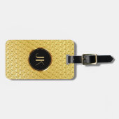 luxuriöses elegantes Silbergoldmuster mit Monogram Gepäckanhänger (Vorderseite horizontal)