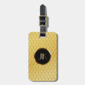 luxuriöses elegantes Silbergoldmuster mit Monogram Gepäckanhänger (Vorderseite vertikal)