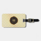 luxuriöses elegantes Silbergoldmuster mit Monogram Gepäckanhänger (Vorderseite horizontal)