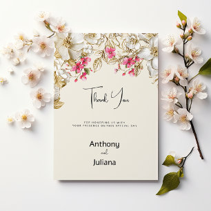 Luxuriöses Elfenbein-Rosa Weißgold Blumen Vielen D Einladung