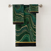 LUXURIÖSES EMERALD GREEN MARBLE TRIM TOWEL SET (Insitu)