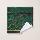 LUXURIÖSES EMERALD GREEN MARBLE TRIM TOWEL SET (Waschlappen)