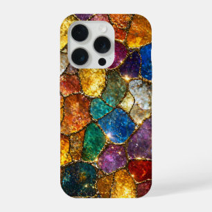 Luxuriöses farbenfrohes Kristallmosaik nahtloses M iPhone 15 Pro Hülle
