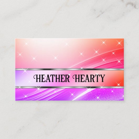 Luxuriöses farbiges Regenbogen Glitzy Stars Liquid Visitenkarte (Vorderseite)