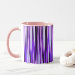 Luxuriöses Flieder-, Lila und silbernesStripy Tasse