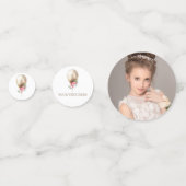 Luxuriöses Foto Beige Balloon Glitzer Party Konfetti (Vorderseiten)