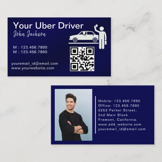 Luxuriöses Foto für öffentliche Verkehrsmittel Tax Visitenkarte (Vorne/Hinten)