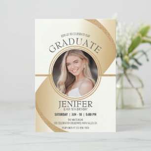 Luxuriöses Foto Geburtstag Abschluss Sparkling Gol Einladung