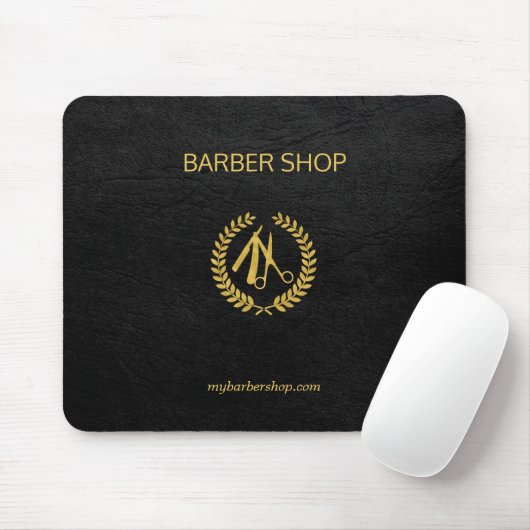 Luxuriöses Friseur goldenes schwarzes Leder Look G Mousepad (Mit Mouse)