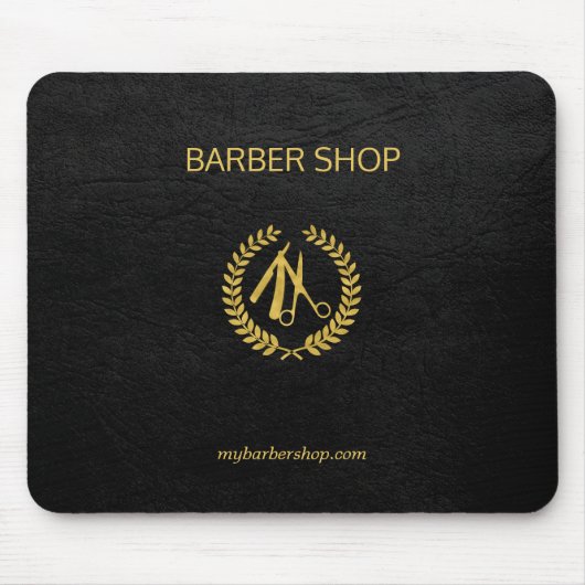 Luxuriöses Friseur goldenes schwarzes Leder Look G Mousepad (Vorne)