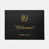 Luxuriöses Friseur-Shop schwarzes Leder Look Gold Fußmatte (Vorderseite)