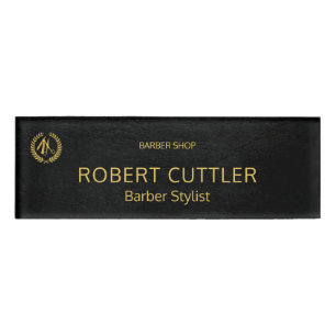Luxuriöses Friseur-Shop schwarzes Leder Look Gold Namenschild