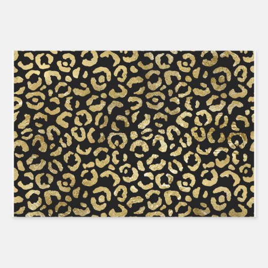Luxuriöses Glam Gold Gray Leopard Print Set 3 Geschenkpapier Set (Vorderseite 3)