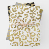 Luxuriöses Glam Gold Gray Leopard Print Set 3 Geschenkpapier Set (Beispiel)