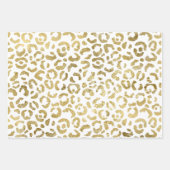 Luxuriöses Glam Gold Gray Leopard Print Set 3 Geschenkpapier Set (Vorderseite)