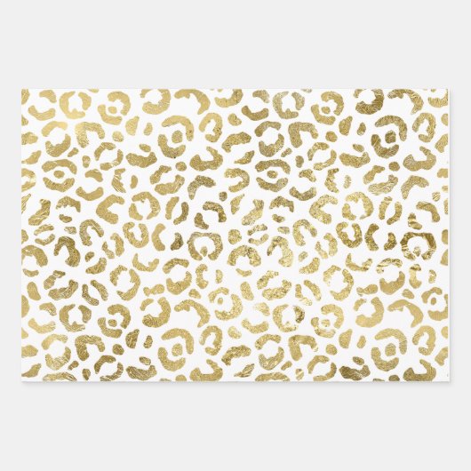 Luxuriöses Glam Gold Gray Leopard Print Set 3 Geschenkpapier Set (Vorderseite)