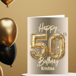 Luxuriöses Glam Gold und Diamond 50. Geburtstag Karte