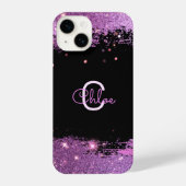 Luxuriöses Glam Stilvoll Black And Magenta Glitzer iPhone Hülle (Rückseite)